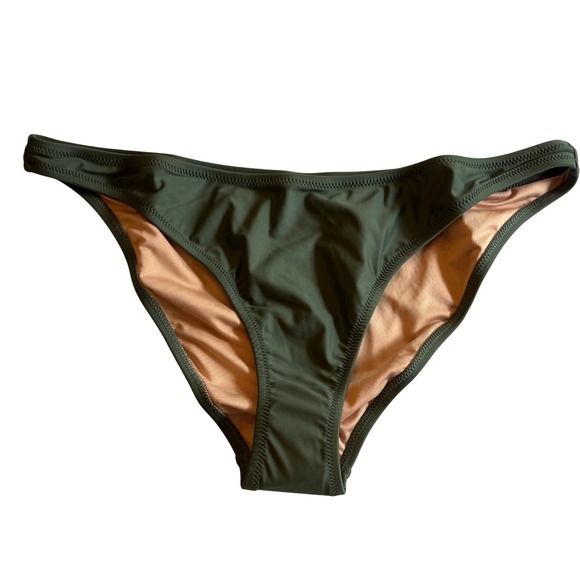 J.Crew Olive Green Bikini Bottoms Classic Swimsuit Bottom Size L‎ NWT - Picture 1 of 4